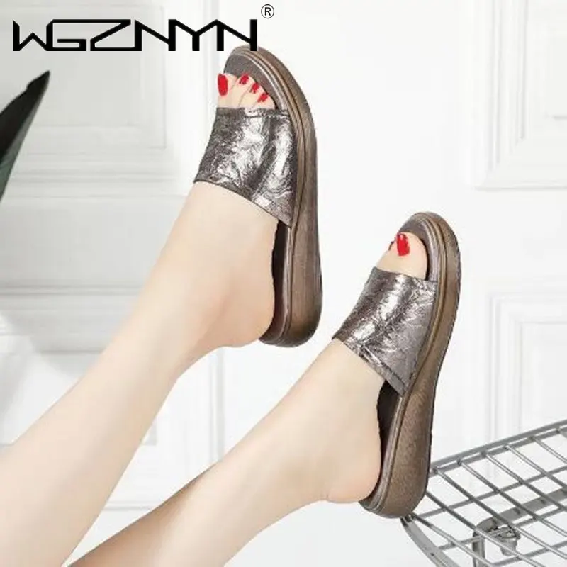 

Сандалии женские на платформе с открытым носком, босоножки на танкетке, танкетка, тапочки на платформе, летняя обувь