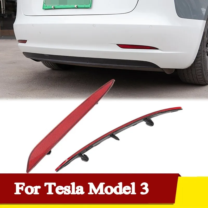 

2PCS Tesla Model 3 Car LED Tail Bumper Reflector Light Rear Signal Fog Taillight Driving Brake Lamp Auto Exterior Accessories