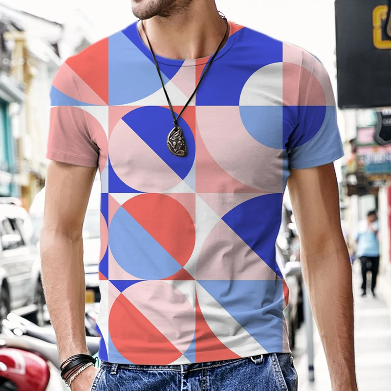 

Футболка мужская оверсайз с абстрактным геометрическим принтом, роскошная спортивная одежда, пляжный комплект, повседневный Забавный спортивный костюм, лето 2022