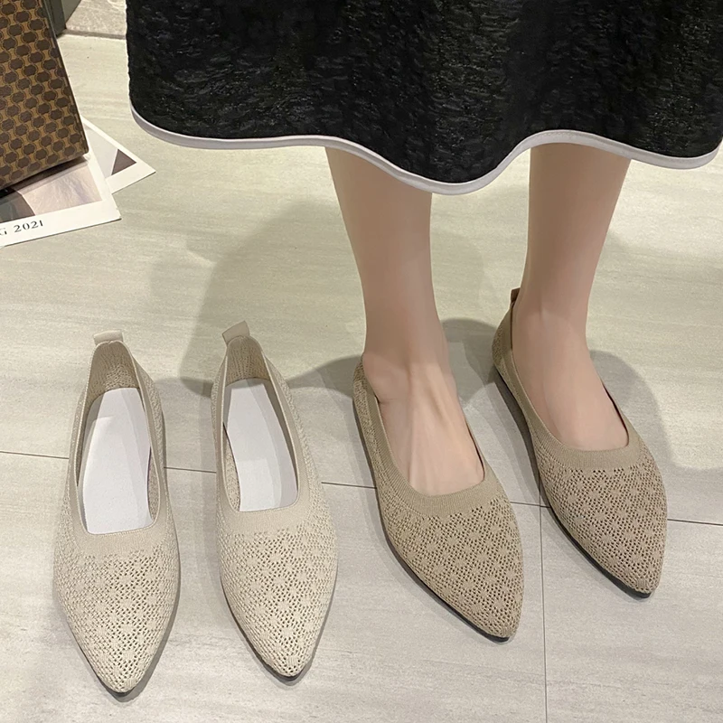

Туфли-лодочки женские сетчатые с острым носком, лоферы с вырезами, дышащие, для офиса, плоская подошва, простые, размер 43