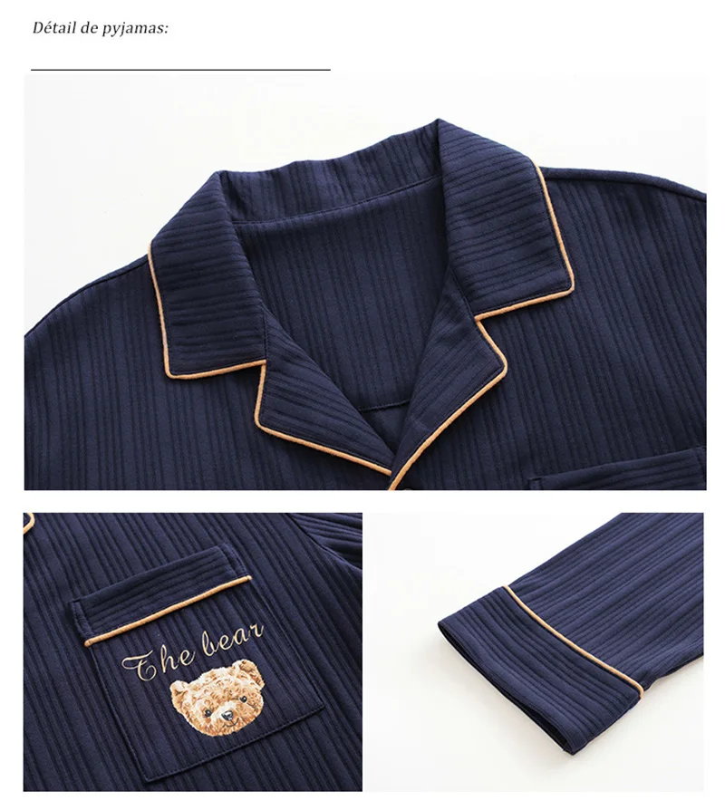 Adult Couples Sleepwear Spring And Autumn Home Pajamas Long-sleeved Trousers 2-piece Suit For Men And Women Sleep Costmues