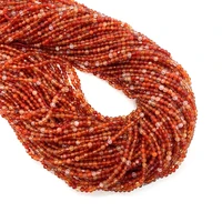 2 3 4mm natural stone faceted carnelian beads red agates small waist seed round beads for jewelry making diy bracelet necklace
