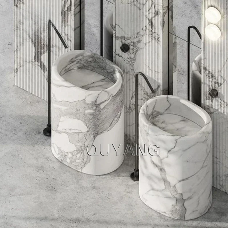 Современная дизайнерская раковина QUYANG для ванной комнаты прямоугольная из камня