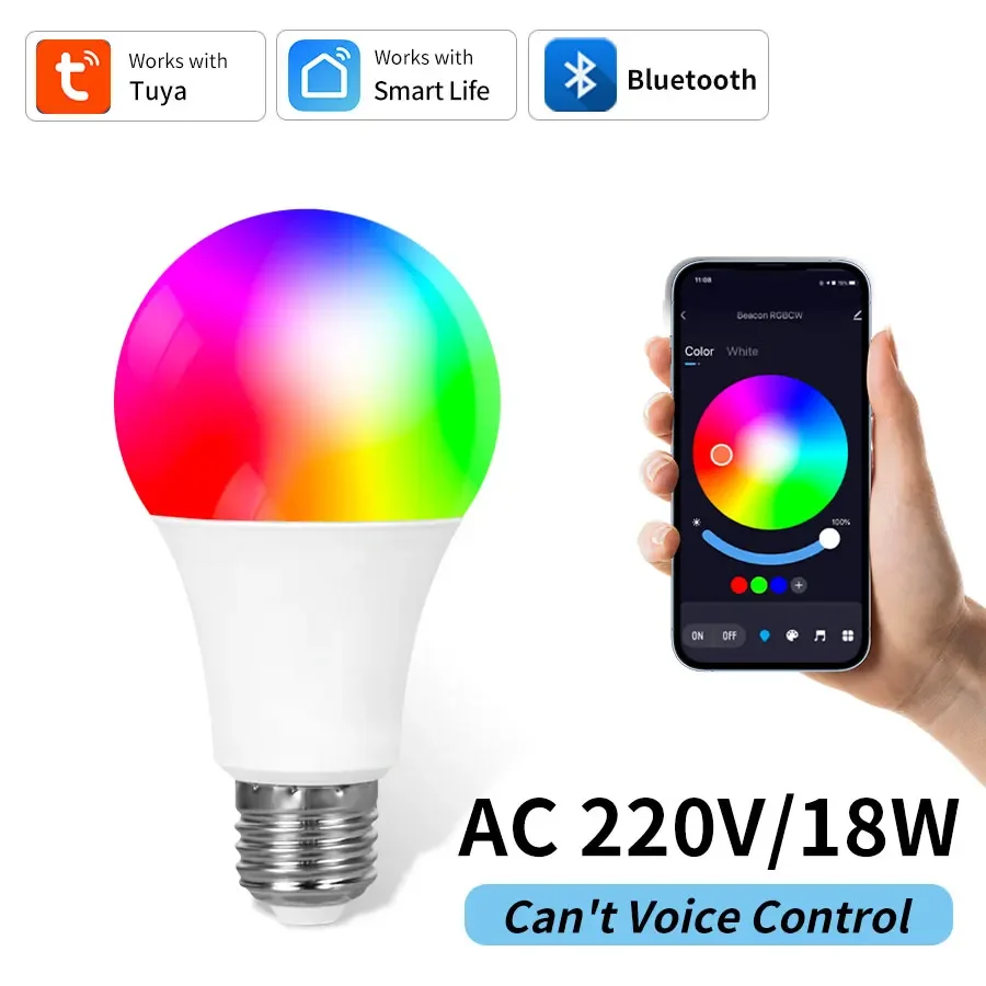 

Умная светодиодная лампа Tuya Bluetooth RGB 9Вт/15Вт/18Вт