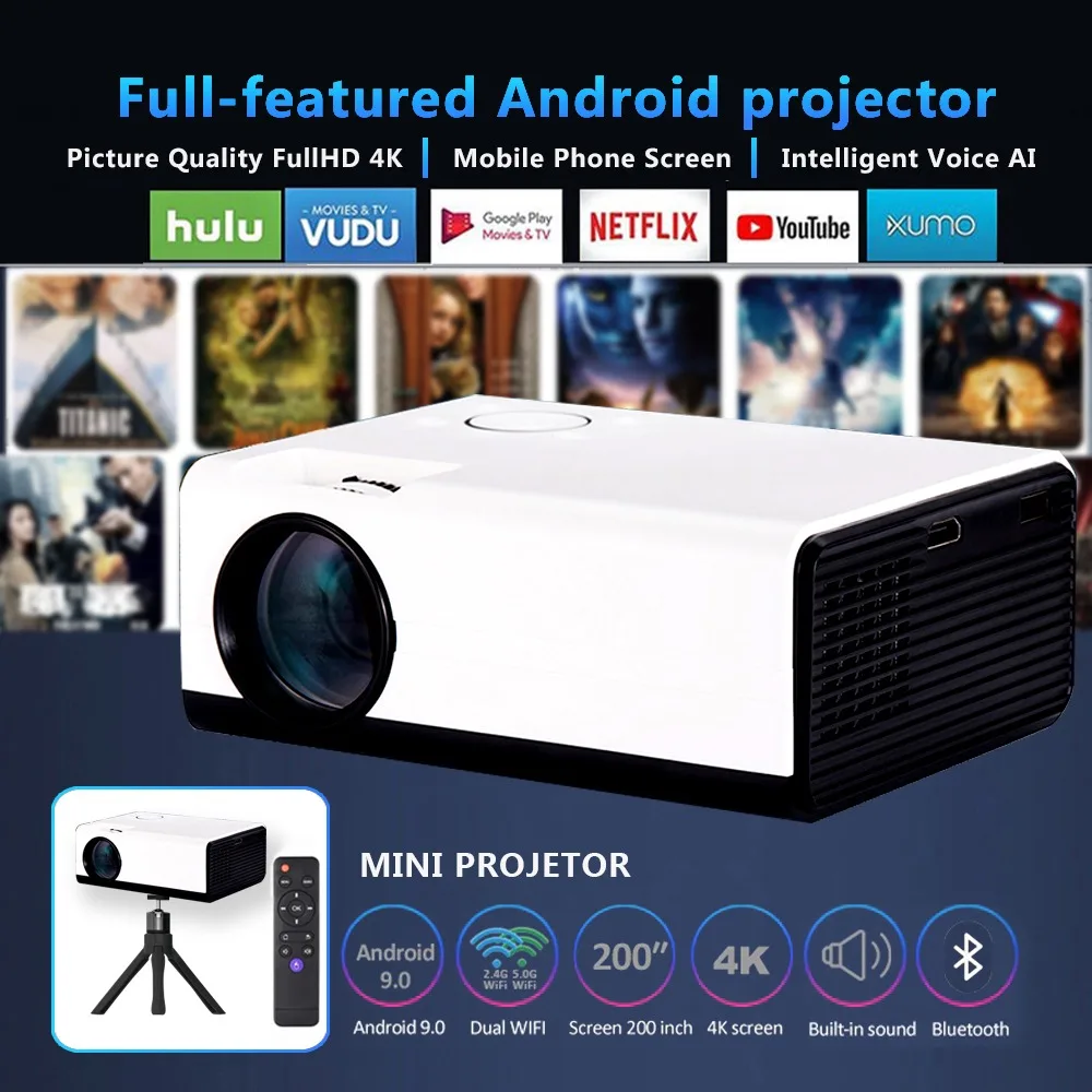 

MINI T01 Smart TV Портативный проектор WIFI A30C Pro домашний кинотеатр синхронизация Android телефон проектор Светодиодные проекторы для 4k кинотеатра
