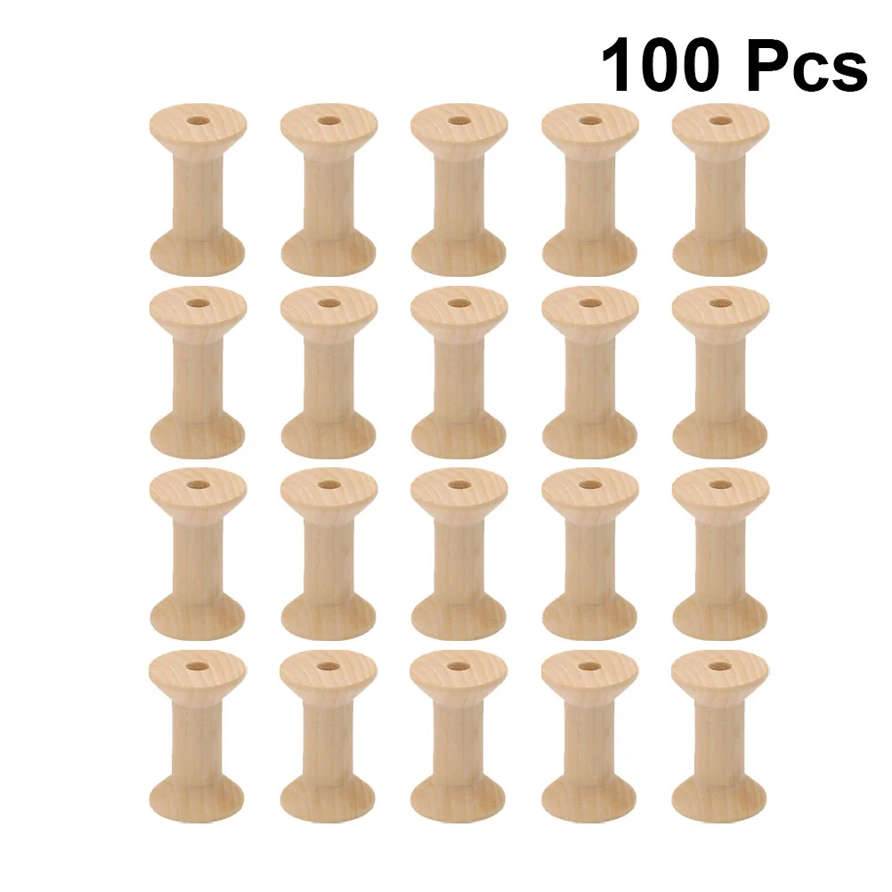 

Spools Wood Unfinished Craft Thread Wooden Empty Bobbins Weaving Natural Birch Spool Bobbin Floss Yarn Embroidery Vintage Sewing