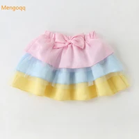 pretty princess summer tiered lace bow skirts kids cute tutu skirts a line rainbow clothing children casual clothing 3 7y