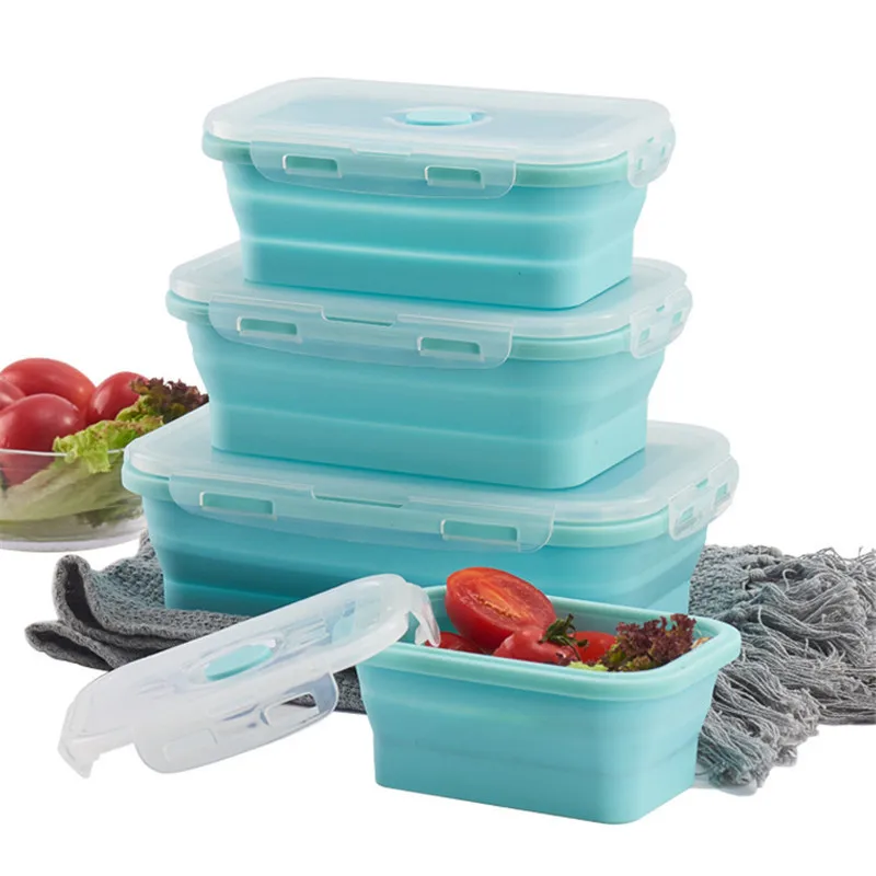 

Silicone Folding Bento Box 1/3/4Pc Collapsible Portable Lunch Box for Food Dinnerware Food Container Bowl Lunchbox Tableware