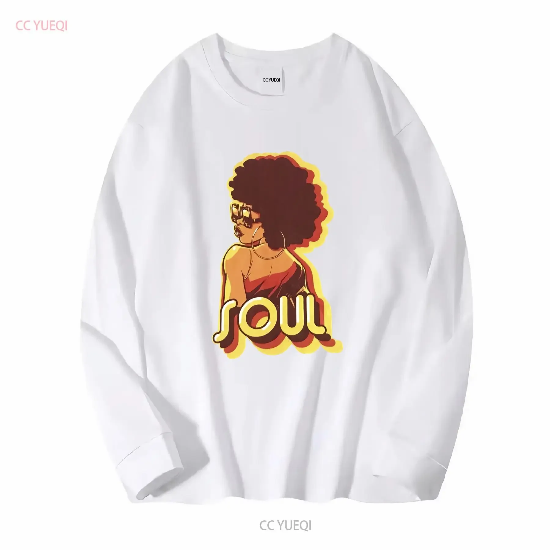 Фото Футболка SOUL с принтом Hot Afro Girl Soultrain, мужская, черная, размер XL, очень редкая, с длинными или короткими рукавами, винтажная, мягкая, стильная, с графическим принтом. №4