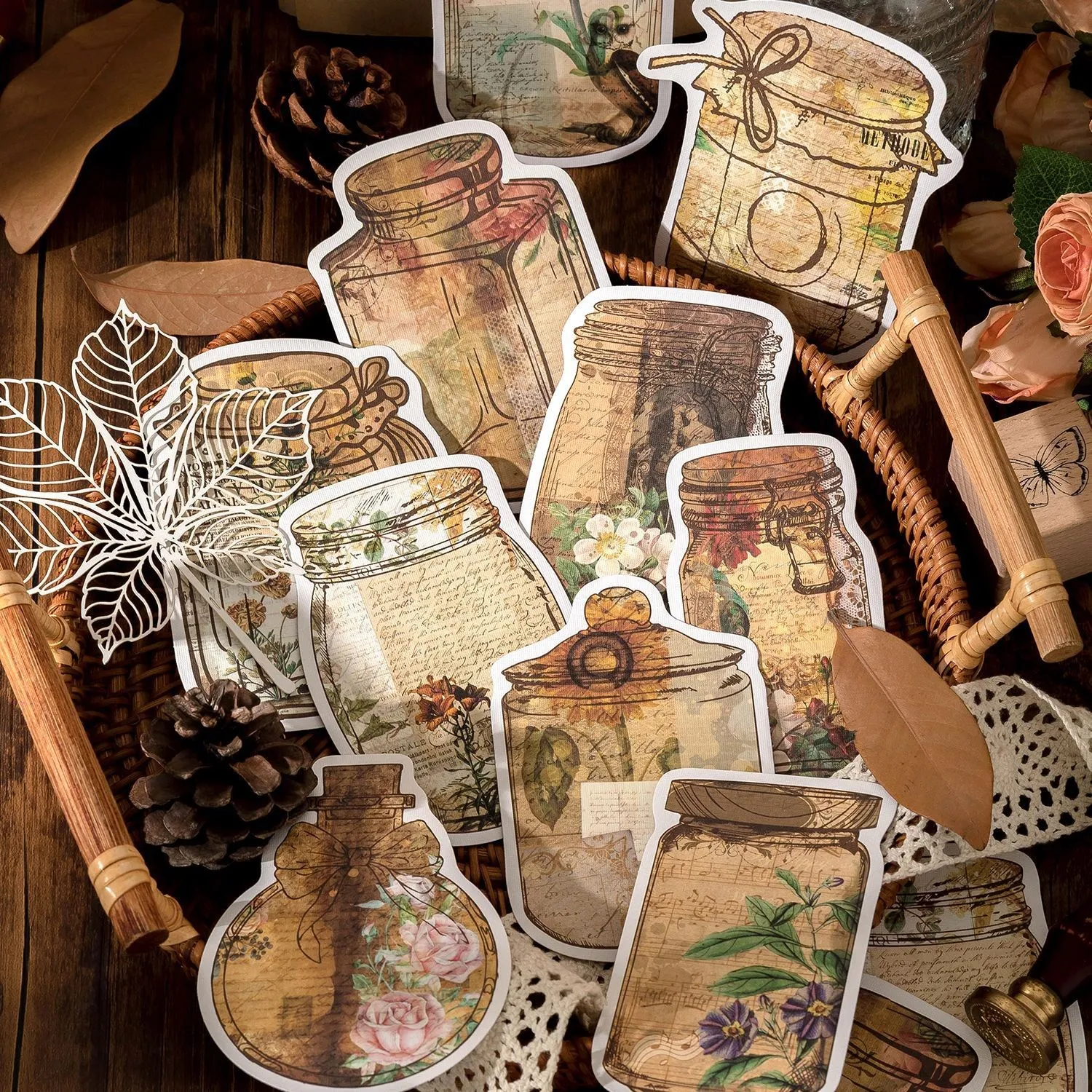 

11 Pcs Vintage Stickers Bottle Shape Aesthetic Stickers For arts crafts Journaling Laptop Scrapbooking