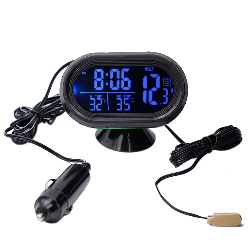 car thermometer temperature meter 12v 24v battery voltmeter voltage meter tester monitor electronic clock luminous alert 40 off free global shipping