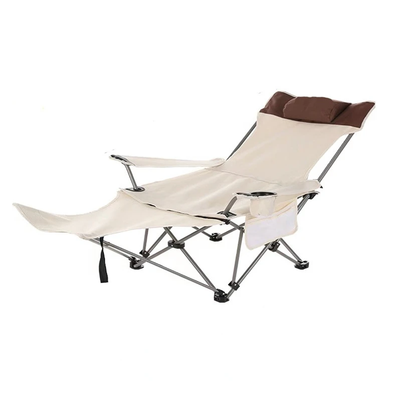 

Outdoor Folding Chair Portable Adjustable Recliner 2 In 1 with Removable Footrest for Camping Fishing Picnic Patio