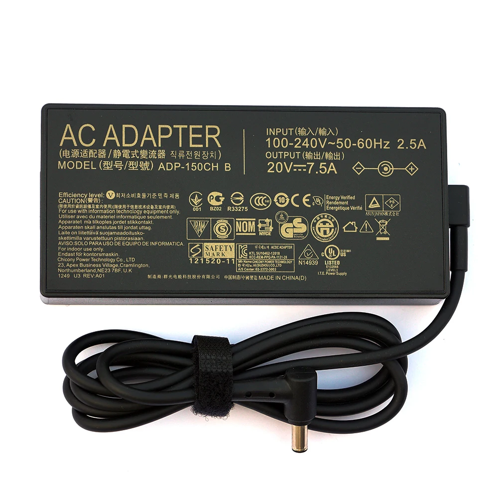 

A18-150P1A Laptop Charger 20V 7.5A 150W 6.0x3.7mm AC Adapter For Asus Rog G531GT G731GT FX505 FX505GT FX705GT FX705DT FX705DU
