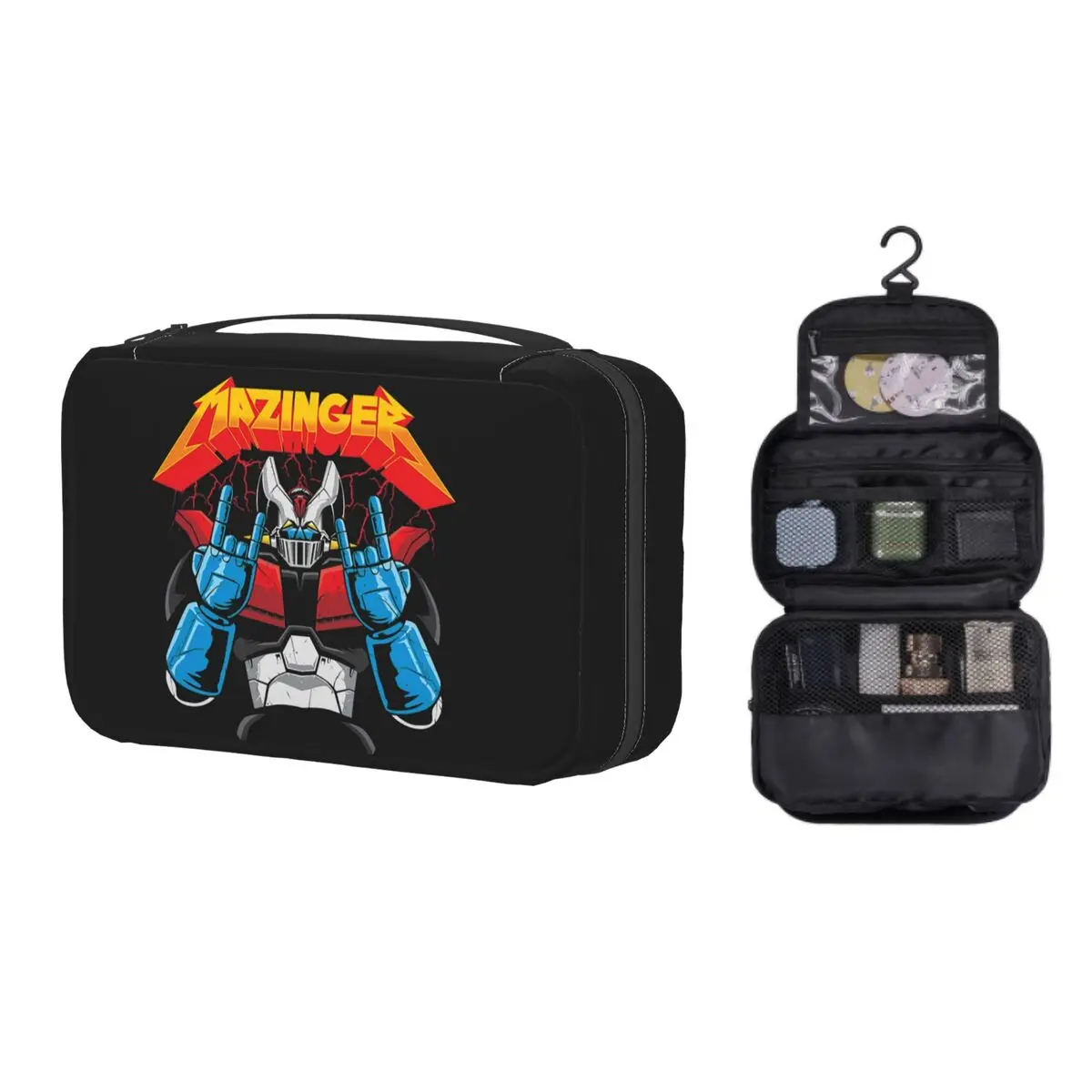 

Grendizer Anime Custom Travel Cosmetic Bag for Women UFO Robot Goldorak Makeup Toiletry Organizer Lady Beauty Storage Dopp Kit