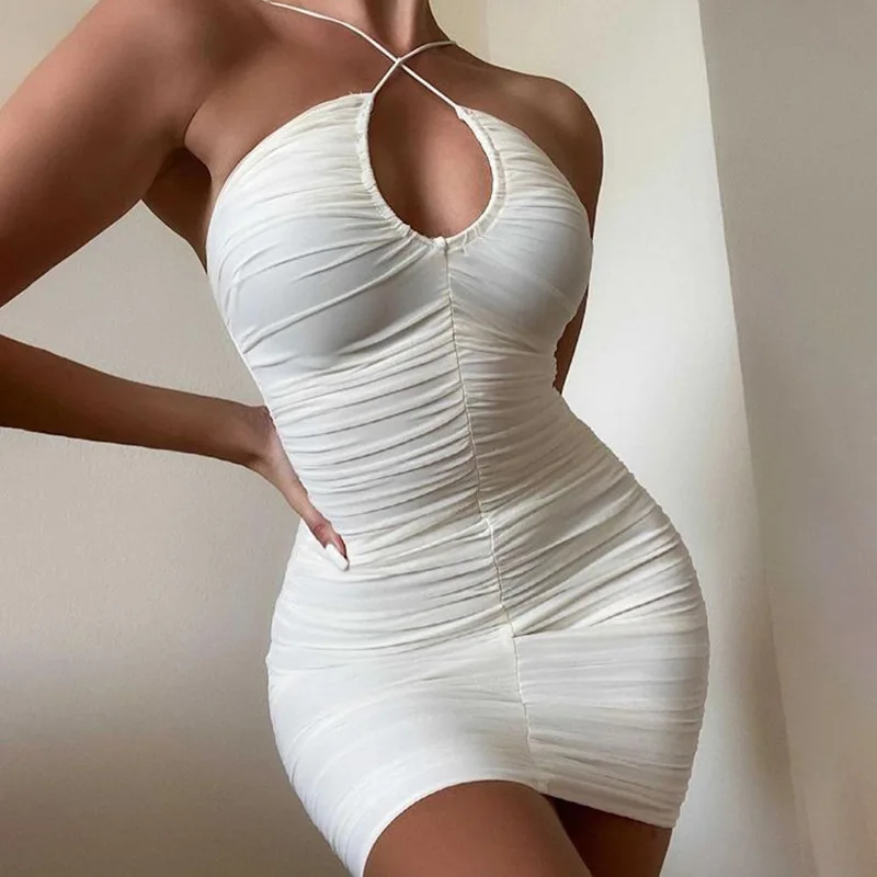 

Cross Hollow Pleated Backless Hip Skirt