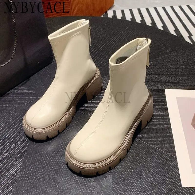 Asumer 2023 New Zipper Ankle Boots Cow Leather Square Heels Autumn Winter Women Boots Ladies Shoes Solid Color Fashion Botas