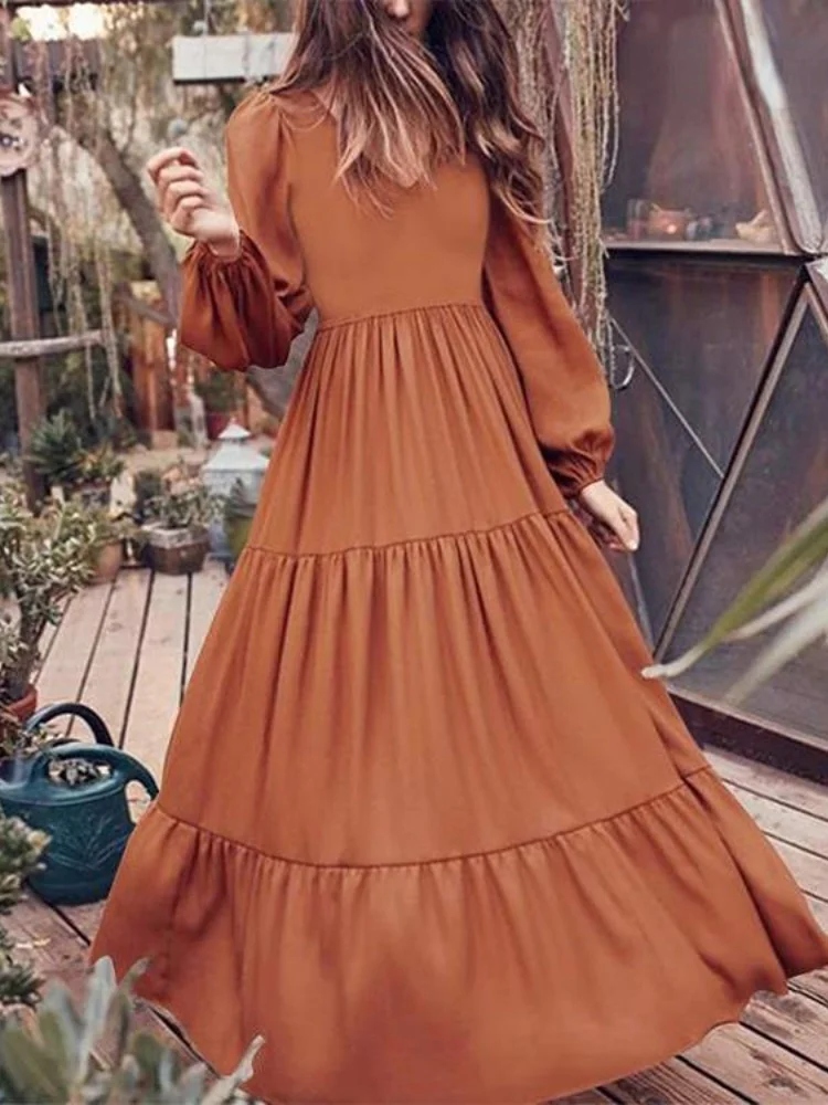 

Summer New Ladies Fashion Dress Temperament Simple and Elegant Long Skirt Party Dating Office Long Skirt Solid Color
