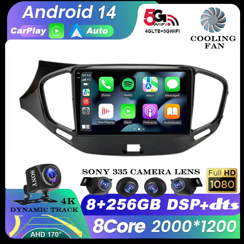 Видеоплеер Android 14 автомобильный радиоприемник Carplay для LADA Vesta Cross Sport 2015-2019 авто 4G