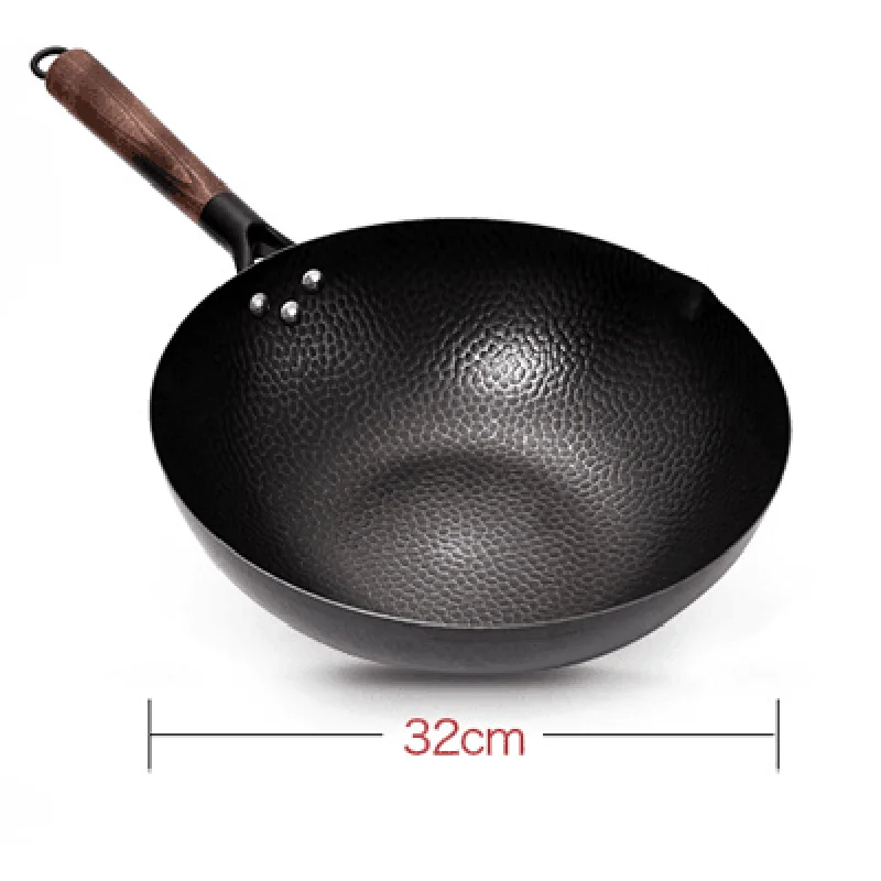 Ручная железная сковорода 32 см ВОК без покрытия антипригарная универсальная