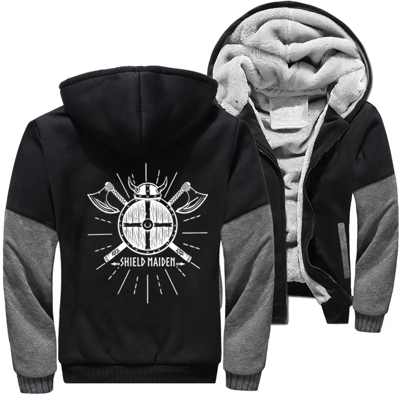 

Мужские Зимние флисовые куртки Vikings, толстовка на молнии с капюшоном, толстовки, пальто, одежда