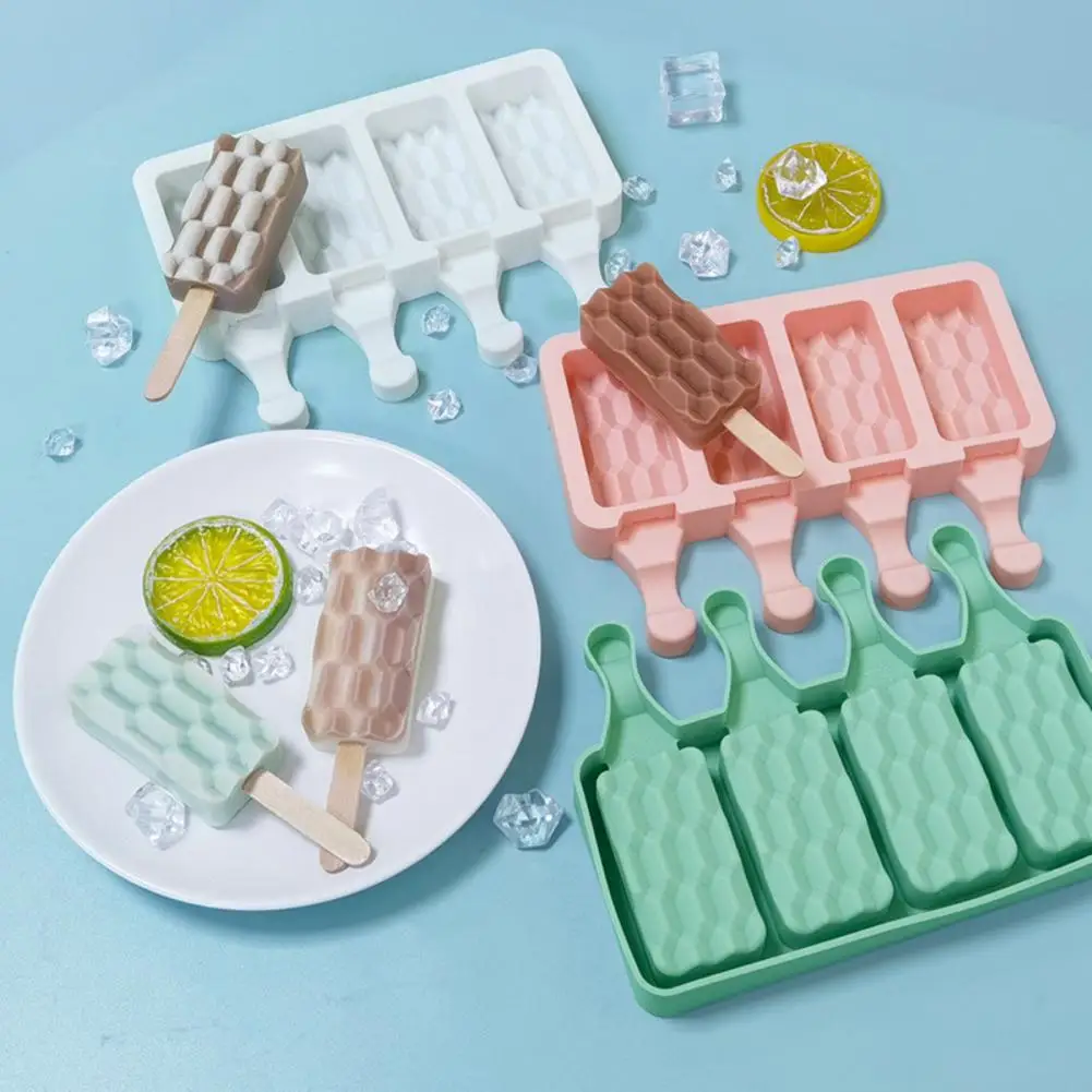 

Ice Cream Mold Non-Stick Multipurpose 4-Cavity 3D Silicone Cake Chocolate Mold for Home Baking Mold Bakeware