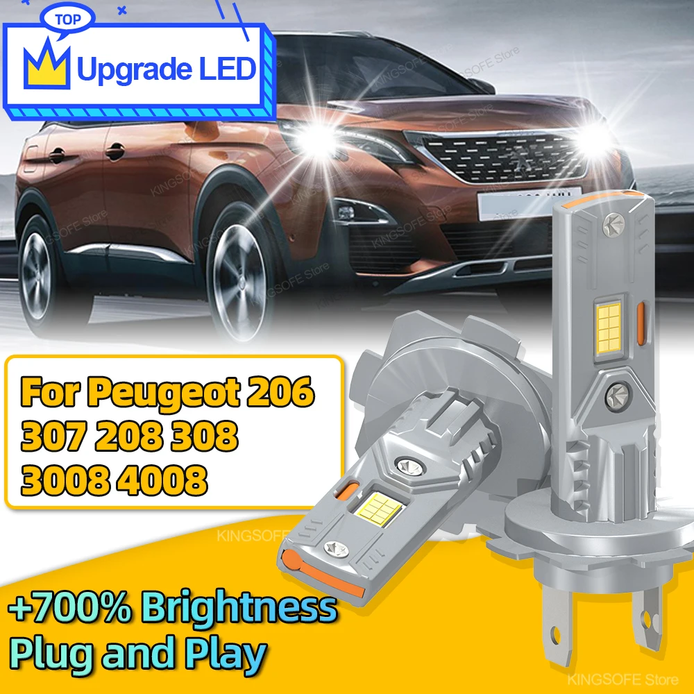 

2 светодиодных лампы H7 30000LM, обновленный чип CSP, автомобильный фонарь 6000K для Peugeot 206 307 208 308 3008 4008 Plug and Play