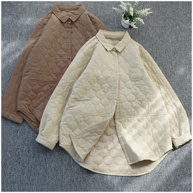 

Japanese foreign trade first-line brand clearinghouse coat, cotton quilted quilted long-sleeved shirt, loose and versatile top