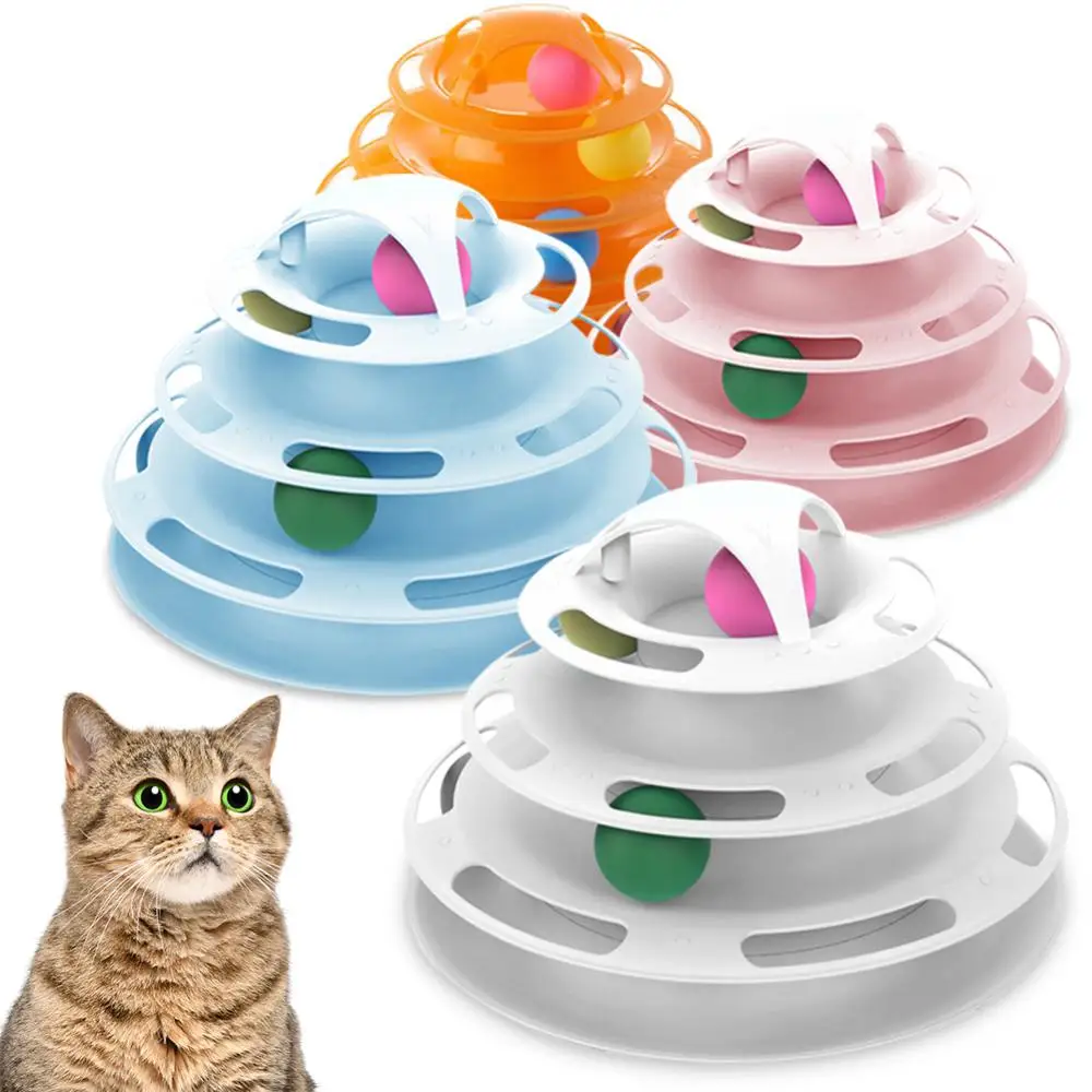 

Four Layer Turntable Ball Safe Pet Cat Tower Trackball Cat Teaser Kitten Play Disk Anti Asphyxia Pet Products Creative Cats Ball