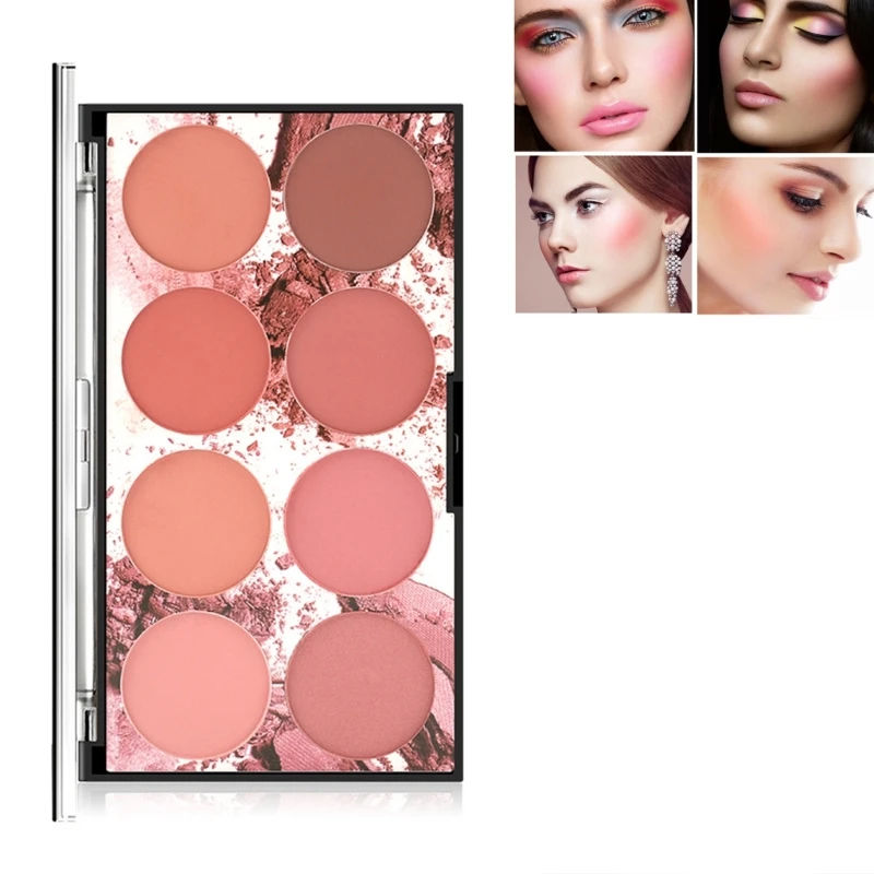 

8Colors Light Face Blush Palettes Bright Shimmer Face Blush Contours Shadow Make up Palettes Matte Blush Powder Easy Use