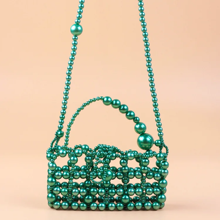 Brand Clear Acrylic Crystal Stone Box Totes Handbag Bead Bag Pearl Bag Designerwomen Party Small Bucket Purse