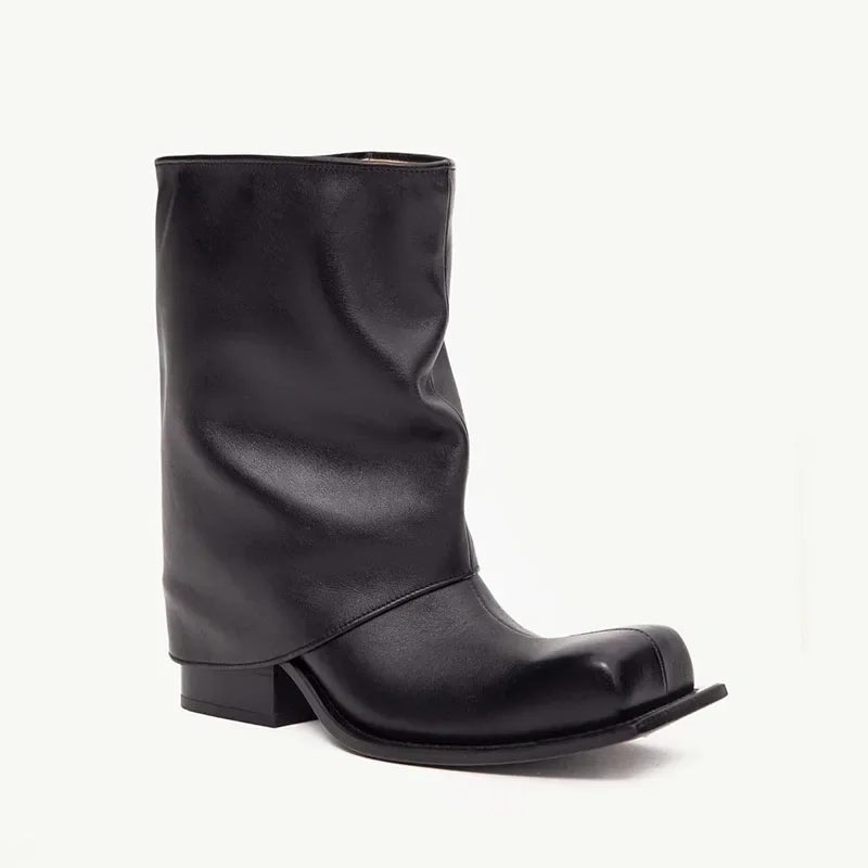 Arden Furtado/2024 зимние ботильоны на квадратном каблуке с большим квадратным носком и