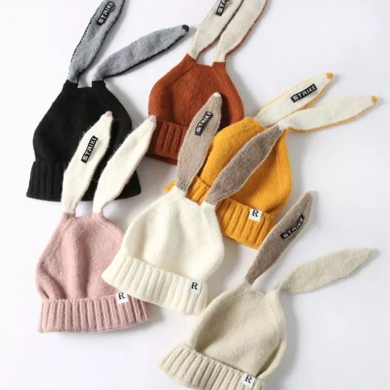 Kids Girl&Boy Baby Children's Winter Hats Warm Knitted Cute Rabbit Long Ear Beanie Hat New 2020 Autumn Winter DropShip