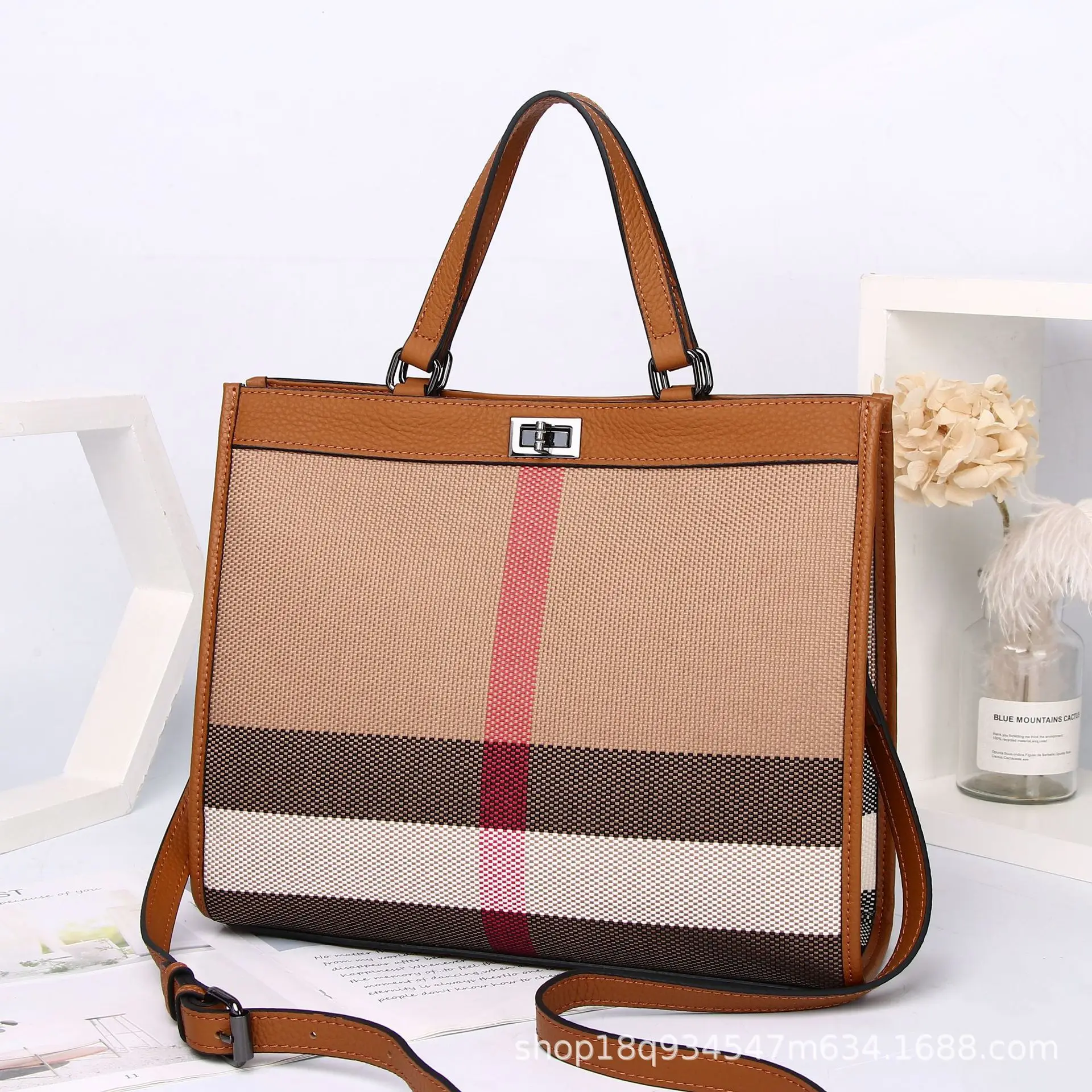 

Fashion Shoulder Bag Ladies Genuine Leather Canvas Shoulder Bag Woman Handbag Luxury Women's Designer Tote Bags Ladies Crossbody