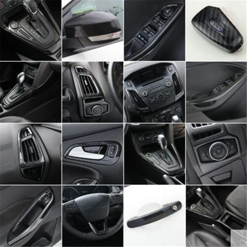 

Car-Styling Gear panel cup holder door handle steering wheel air vent Decorative case For Ford Focus 3 mk3 2015-2018