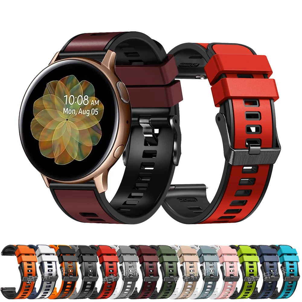 Силиконовый ремешок 20 мм для Samsung Galaxy Watch Active 2 40 44 ремешок-браслет 42 мм/Watch 3 41 мм/Gear