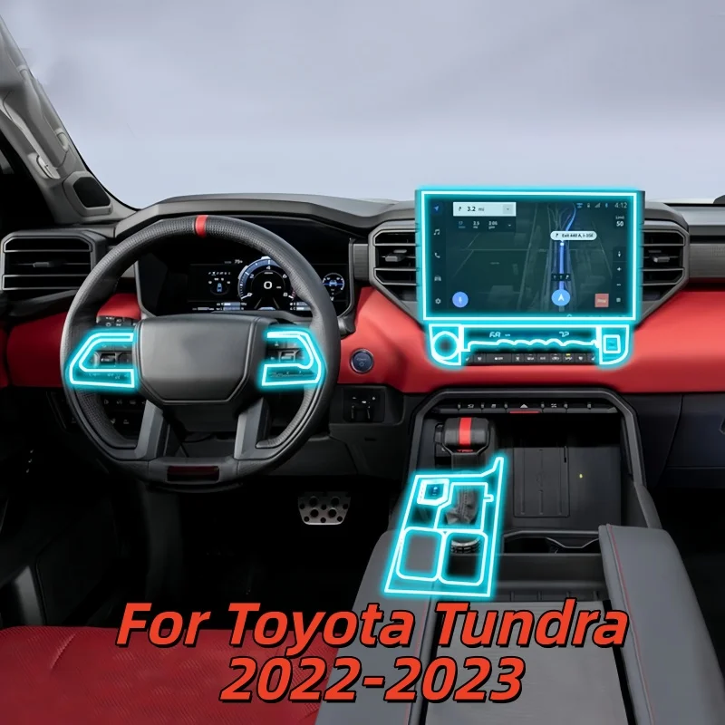 Фото Прозрачная пленка из ТПУ для центральной консоли автомобиля Toyota Tundra 2022-2023, устойчивая к царапинам, ремонтная пленка, автомобильные аксессуары №1