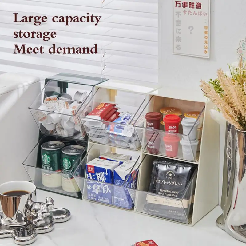 

Double-layer Storage Box Capsule Milk Tea Instant Bag Organizer Convenient Desktop Dustproof Frame Living Room Tea Bag Rack Home