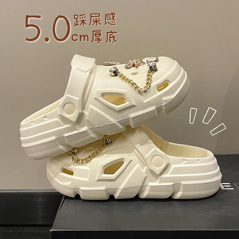 

Шлепанцы женские на платформе, роскошные мягкие сандалии из пены, с дырками, сланцы, пляжная обувь, лето 2023