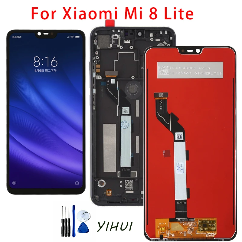 

Оригинальный дисплей 6,26 дюйма с рамкой для Xiaomi Mi 8 Lite mi8 lite Global, ЖК-дисплей с сенсорным экраном и дигитайзером в сборе, Бесплатный аккумулятор