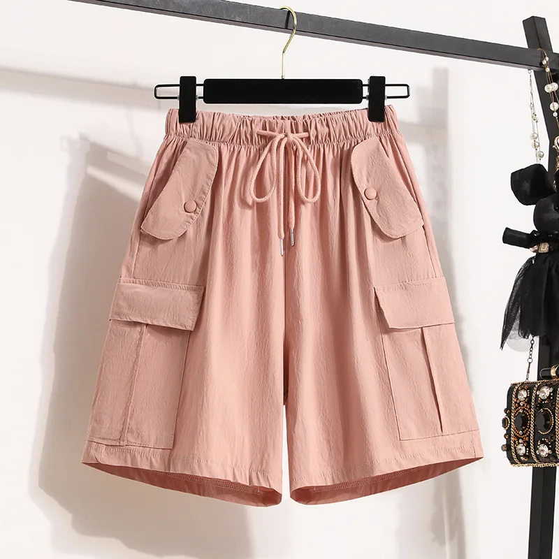 Cargo Shorts For Women 2023 Summer Multicolor Baggy Elastic Waist Short Pants With Side Pockets European And American Style Wear