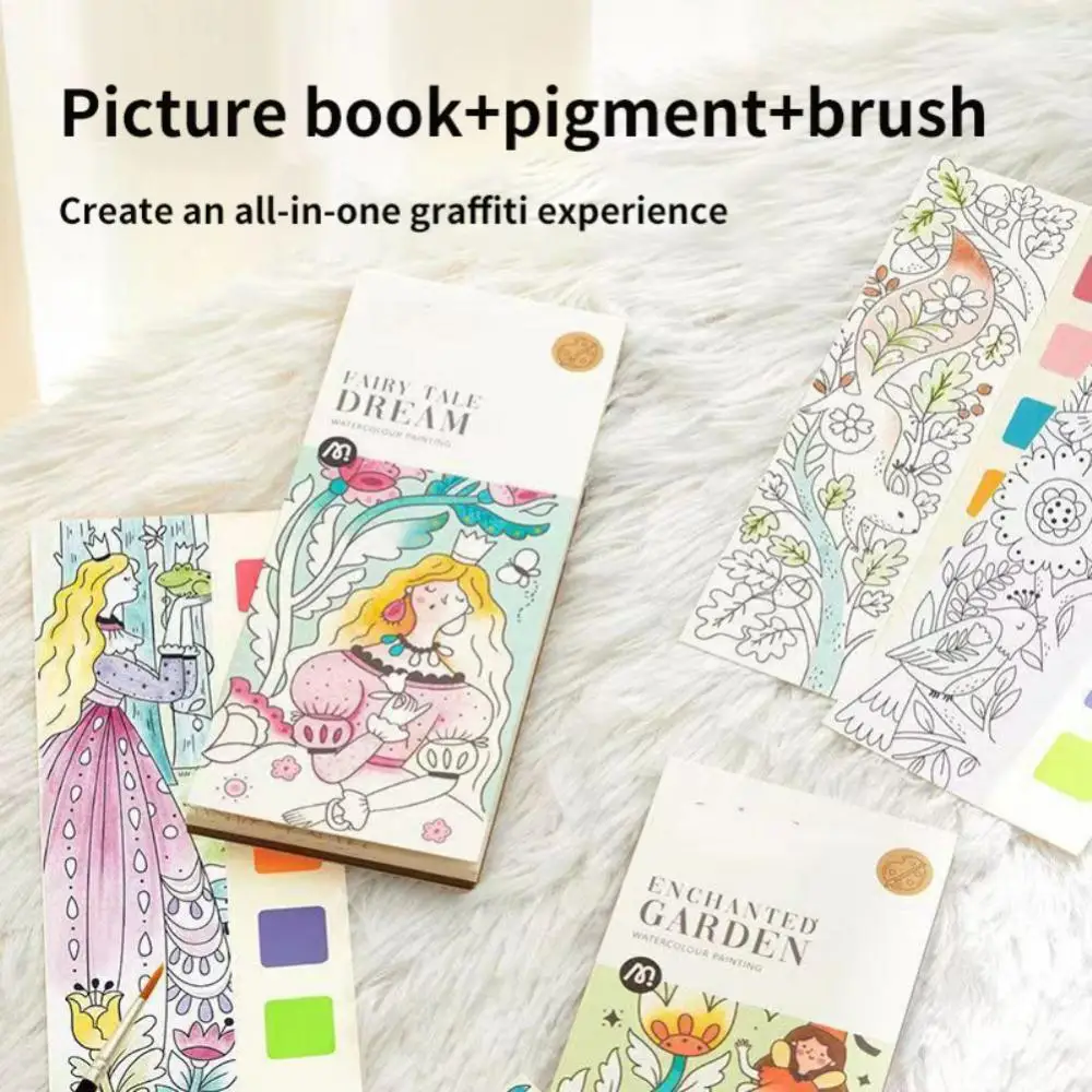 

20 Pages/copy Easy To Use Pocket Watercolor Book Color Recognition Color Picture Book Gouache Graffiti Picture Book With Brush