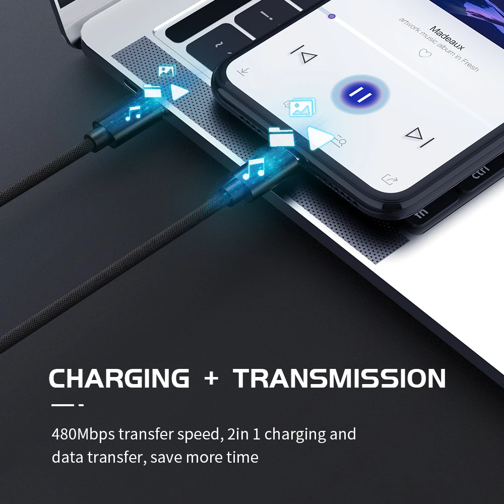 PD 60W Type C To Micro USB QC 3.0 3A Fast Charging Adapter Cable Quick Charger Data Cable For Macbook Samsung Xiaomi Huawei 1M