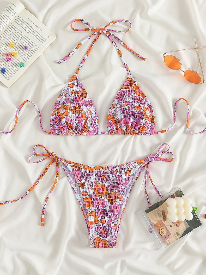 Сексуальные Треугольные бикини с эффектом пуш-ап женские Бразильские Купальники