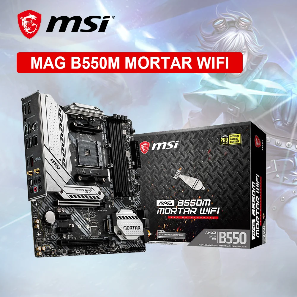MSI MAG B550M MORTAR WIFI New Motherboard Micro-ATX DDR4 128G + AMD Ryzen 5 5600 R5 5600 CPU Processor + GALAXY 8G 3200 8G*2 RAM