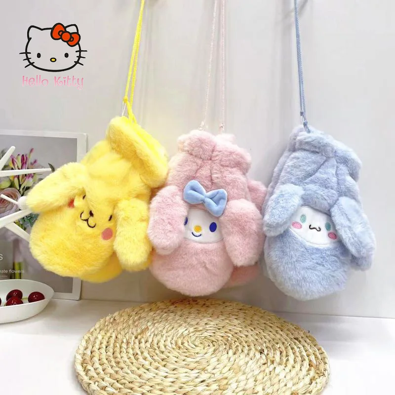 

Мультяшные детские перчатки Sanrio Kawaii My Melody Cinnamoroll помпон пурин милые зимние плюшевые теплые перчатки для девочек плюшевый Рождественский подарок
