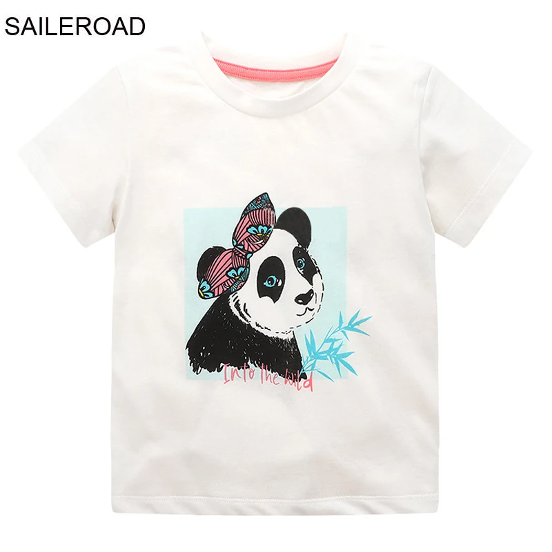 

SAILEROAD Summer T Shirt Cotton Short Sleeve Cartoon Panda T-shirts Kids Tee Girl Tops Boys Children Clothes