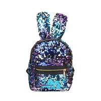 cute pu leather mini backpack rabbit ear women travel shoulder bags sequins colorful bagpack rucksack school bag for girls kc 05