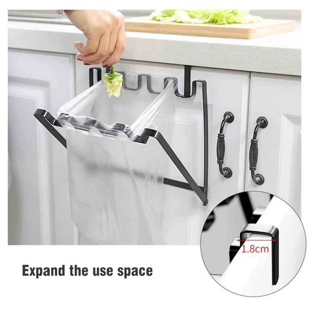 

Portable Plastic Garbage Hanging Bag Kitchen Trash Storage Rack Bag Hook Scouring Pad Dry Shelf Holder Kitchen Organzier