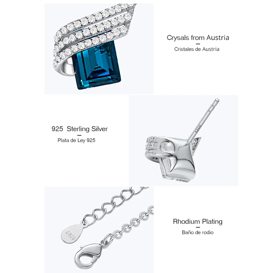 Комплект из колье и серёг серебра 925 пробы с австрийскими кристаллами - купить по