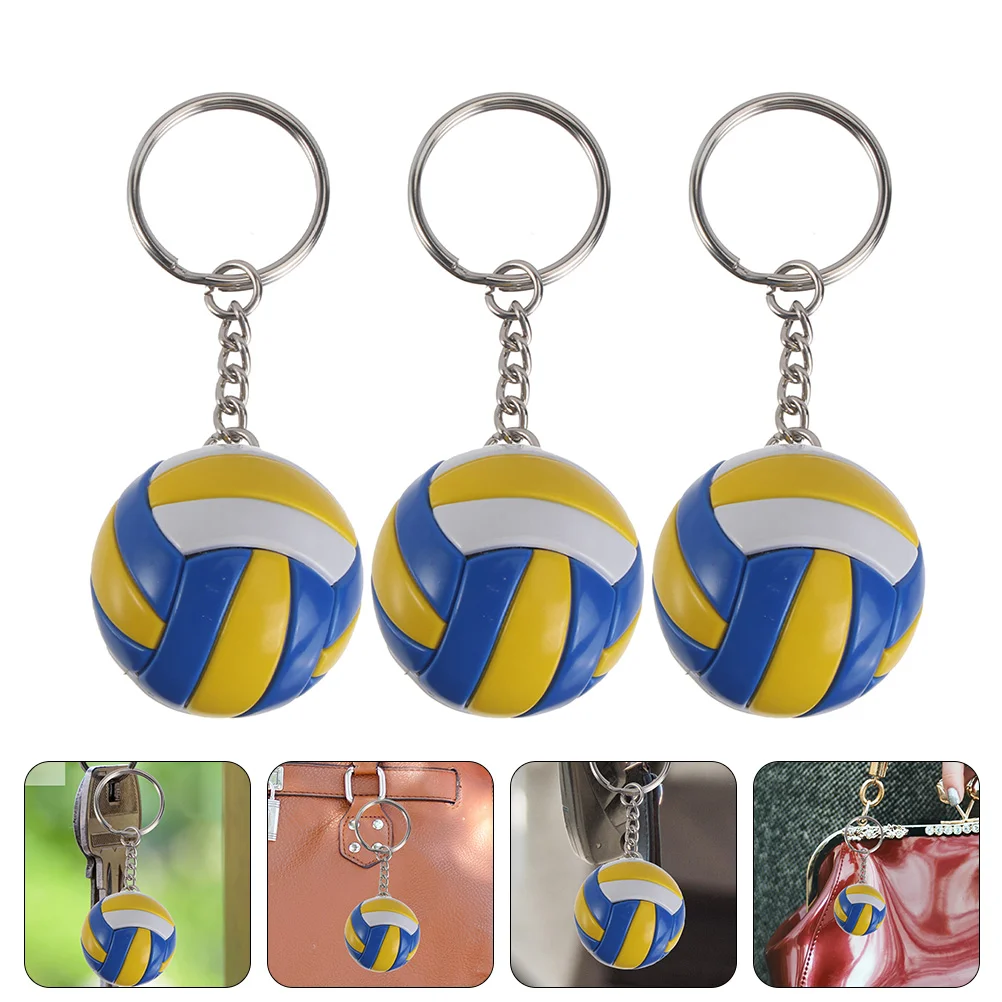 

3 Pcs Volleyball Keychain Chic Boys Keyrings Hanging Fan Small Gift Pu Sports Chains Bag Ornament Mother Girls Car Accessories